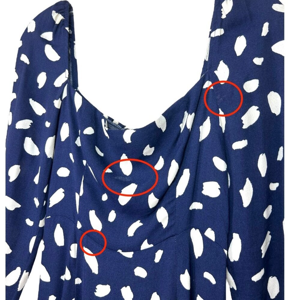 Reformation - Women’s ‘Sigmund’ Midi Dress in Splatter Print - Navy Blue, Size 2 - Picture 16 of 17